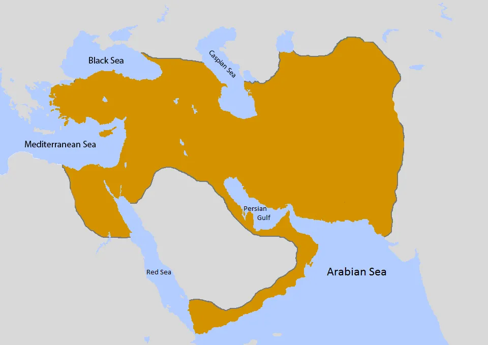 The Sassanids’ massive landmass at the time, stretching from modern-day Egypt to modern-day Pakistan.